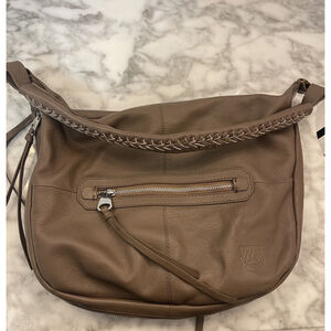 Malatesta Women's Handbag Leather Strap Shoulder Bag Taupe Italy Hobo